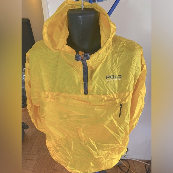 🏇🏽💛Polo Ralph Lauren Jeans Packable Windbreaker Jacket Yellow Blue Size M - Picture 5 of 12